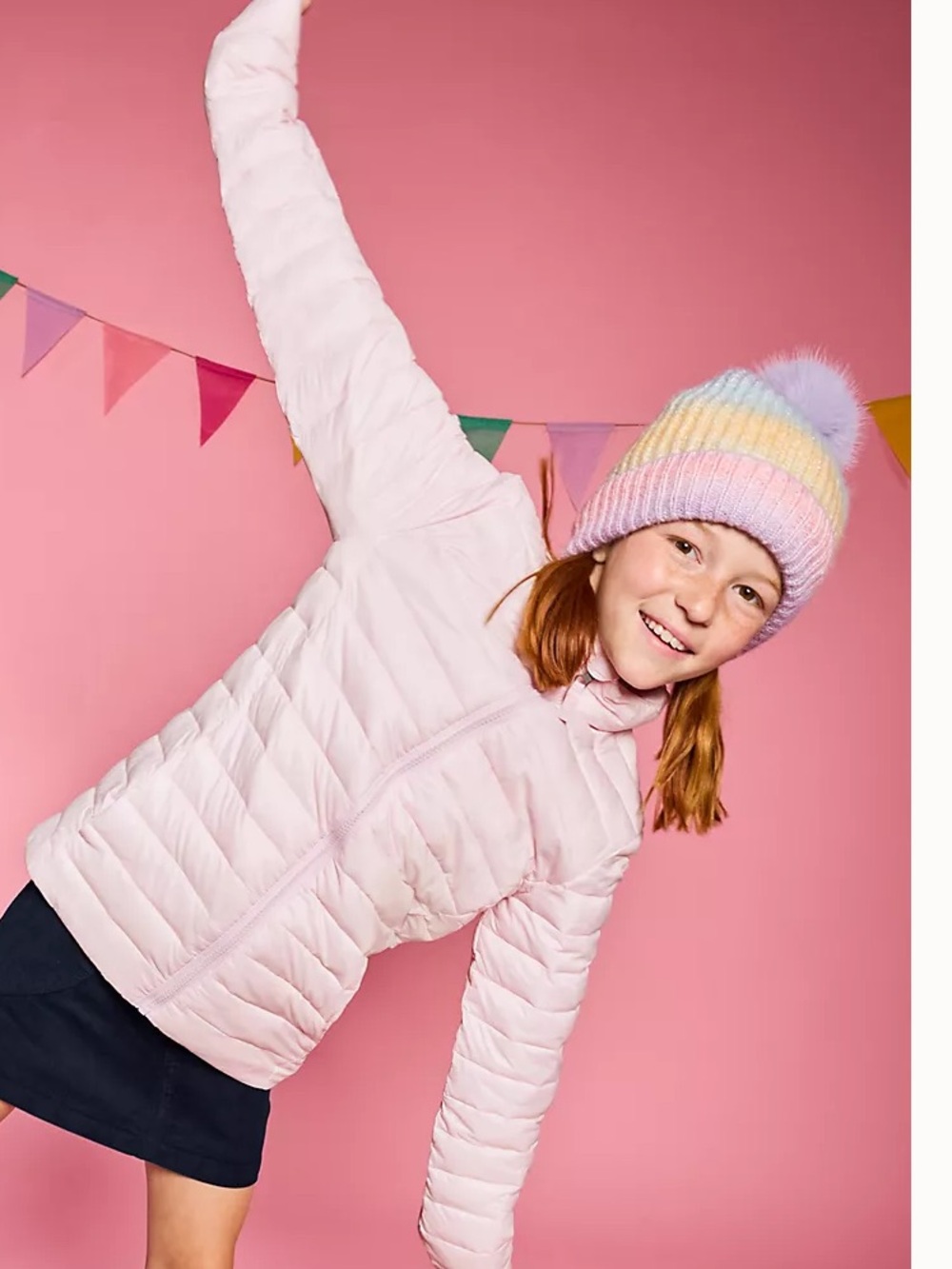 Lands' End FeatherFree Insulated Waterproof Zipup Puffer Coat Jacket School Pink